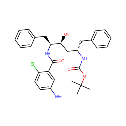 CC(C)(C)OC(=O)N[C@@H](Cc1ccccc1)C[C@H](O)[C@H](Cc1ccccc1)NC(=O)c1cc(N)ccc1Cl ZINC000026655803