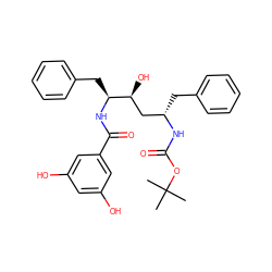 CC(C)(C)OC(=O)N[C@@H](Cc1ccccc1)C[C@H](O)[C@H](Cc1ccccc1)NC(=O)c1cc(O)cc(O)c1 ZINC000026648625