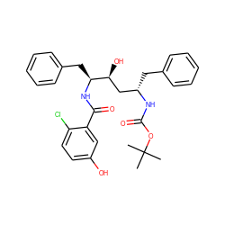 CC(C)(C)OC(=O)N[C@@H](Cc1ccccc1)C[C@H](O)[C@H](Cc1ccccc1)NC(=O)c1cc(O)ccc1Cl ZINC000026650072