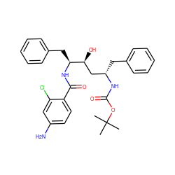 CC(C)(C)OC(=O)N[C@@H](Cc1ccccc1)C[C@H](O)[C@H](Cc1ccccc1)NC(=O)c1ccc(N)cc1Cl ZINC000026651338