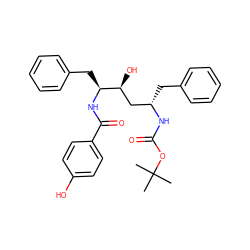 CC(C)(C)OC(=O)N[C@@H](Cc1ccccc1)C[C@H](O)[C@H](Cc1ccccc1)NC(=O)c1ccc(O)cc1 ZINC000026655279