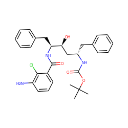 CC(C)(C)OC(=O)N[C@@H](Cc1ccccc1)C[C@H](O)[C@H](Cc1ccccc1)NC(=O)c1cccc(N)c1Cl ZINC000026656325