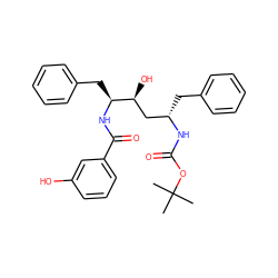 CC(C)(C)OC(=O)N[C@@H](Cc1ccccc1)C[C@H](O)[C@H](Cc1ccccc1)NC(=O)c1cccc(O)c1 ZINC000026657967