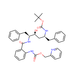 CC(C)(C)OC(=O)N[C@@H](Cc1ccccc1)C[C@H](O)[C@H](Cc1ccccc1)NC(=O)c1ccccc1NC(=O)OCc1ccccn1 ZINC000027110082