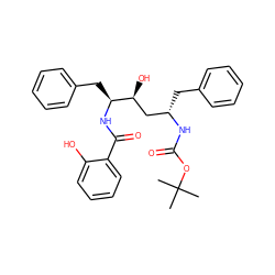 CC(C)(C)OC(=O)N[C@@H](Cc1ccccc1)C[C@H](O)[C@H](Cc1ccccc1)NC(=O)c1ccccc1O ZINC000026647752