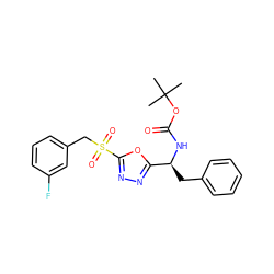 CC(C)(C)OC(=O)N[C@@H](Cc1ccccc1)c1nnc(S(=O)(=O)Cc2cccc(F)c2)o1 ZINC000002398804