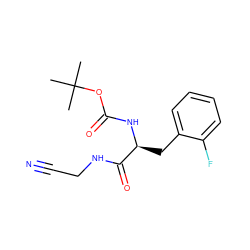 CC(C)(C)OC(=O)N[C@@H](Cc1ccccc1F)C(=O)NCC#N ZINC000013676576