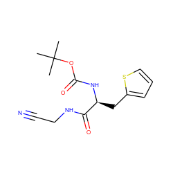 CC(C)(C)OC(=O)N[C@@H](Cc1cccs1)C(=O)NCC#N ZINC000013676562