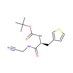 CC(C)(C)OC(=O)N[C@@H](Cc1ccsc1)C(=O)NCC#N ZINC000013676564