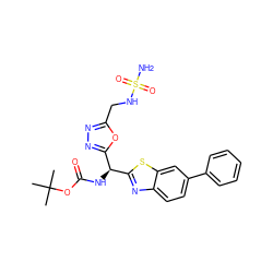 CC(C)(C)OC(=O)N[C@@H](c1nnc(CNS(N)(=O)=O)o1)c1nc2ccc(-c3ccccc3)cc2s1 ZINC000206771745