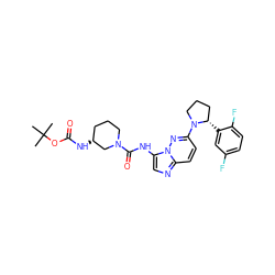 CC(C)(C)OC(=O)N[C@@H]1CCCN(C(=O)Nc2cnc3ccc(N4CCC[C@@H]4c4cc(F)ccc4F)nn23)C1 ZINC000202388184