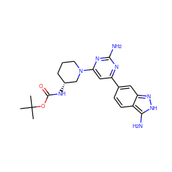 CC(C)(C)OC(=O)N[C@@H]1CCCN(c2cc(-c3ccc4c(N)[nH]nc4c3)nc(N)n2)C1 ZINC000071316545