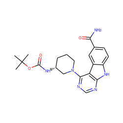 CC(C)(C)OC(=O)N[C@@H]1CCCN(c2ncnc3[nH]c4ccc(C(N)=O)cc4c23)C1 ZINC000038448513