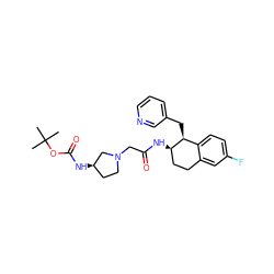 CC(C)(C)OC(=O)N[C@@H]1CCN(CC(=O)N[C@@H]2CCc3cc(F)ccc3[C@@H]2Cc2cccnc2)C1 ZINC000029392838