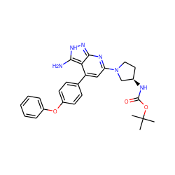 CC(C)(C)OC(=O)N[C@@H]1CCN(c2cc(-c3ccc(Oc4ccccc4)cc3)c3c(N)[nH]nc3n2)C1 ZINC000204825924