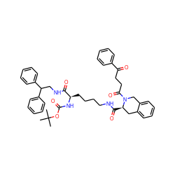 CC(C)(C)OC(=O)N[C@H](CCCCNC(=O)[C@@H]1Cc2ccccc2CN1C(=O)CCC(=O)c1ccccc1)C(=O)NCC(c1ccccc1)c1ccccc1 ZINC000653727827