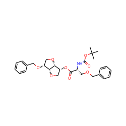 CC(C)(C)OC(=O)N[C@H](COCc1ccccc1)C(=O)O[C@@H]1CO[C@@H]2[C@H](OCc3ccccc3)CO[C@H]12 ZINC000103256424