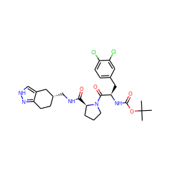 CC(C)(C)OC(=O)N[C@H](Cc1ccc(Cl)c(Cl)c1)C(=O)N1CCC[C@H]1C(=O)NC[C@@H]1CCc2n[nH]cc2C1 ZINC000027887689