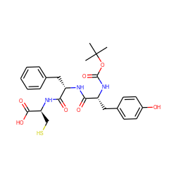 CC(C)(C)OC(=O)N[C@H](Cc1ccc(O)cc1)C(=O)N[C@@H](Cc1ccccc1)C(=O)N[C@@H](CS)C(=O)O ZINC000027518518