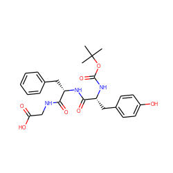 CC(C)(C)OC(=O)N[C@H](Cc1ccc(O)cc1)C(=O)N[C@@H](Cc1ccccc1)C(=O)NCC(=O)O ZINC000013739911