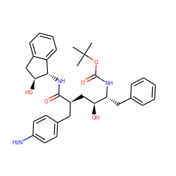 CC(C)(C)OC(=O)N[C@H](Cc1ccccc1)[C@@H](O)C[C@@H](Cc1ccc(N)cc1)C(=O)N[C@H]1c2ccccc2C[C@@H]1O ZINC000027518071