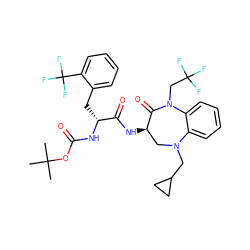 CC(C)(C)OC(=O)N[C@H](Cc1ccccc1C(F)(F)F)C(=O)N[C@@H]1CN(CC2CC2)c2ccccc2N(CC(F)(F)F)C1=O ZINC000029040475