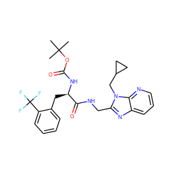 CC(C)(C)OC(=O)N[C@H](Cc1ccccc1C(F)(F)F)C(=O)NCc1nc2cccnc2n1CC1CC1 ZINC000029039484