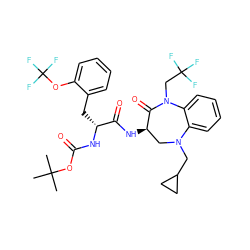 CC(C)(C)OC(=O)N[C@H](Cc1ccccc1OC(F)(F)F)C(=O)N[C@@H]1CN(CC2CC2)c2ccccc2N(CC(F)(F)F)C1=O ZINC000029040478