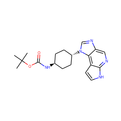 CC(C)(C)OC(=O)N[C@H]1CC[C@H](n2cnc3cnc4[nH]ccc4c32)CC1 ZINC000101537699