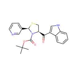 CC(C)(C)OC(=O)N1[C@H](C(=O)c2c[nH]c3ccccc23)CS[C@@H]1c1cccnc1 ZINC000013737559