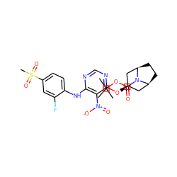 CC(C)(C)OC(=O)N1[C@H]2CC[C@@H]1C[C@H](Oc1ncnc(Nc3ccc(S(C)(=O)=O)cc3F)c1[N+](=O)[O-])C2 ZINC000103231419