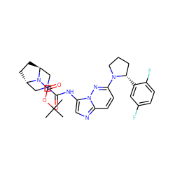 CC(C)(C)OC(=O)N1[C@H]2CC[C@H]1CN(C(=O)Nc1cnc3ccc(N4CCC[C@@H]4c4cc(F)ccc4F)nn13)C2 ZINC000202388066