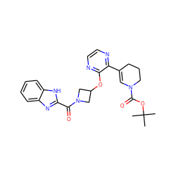 CC(C)(C)OC(=O)N1C=C(c2nccnc2OC2CN(C(=O)c3nc4ccccc4[nH]3)C2)CCC1 ZINC000096168853