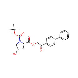 CC(C)(C)OC(=O)N1C[C@@H](O)C[C@H]1C(=O)OCC(=O)c1ccc(-c2ccccc2)cc1 ZINC000001215041