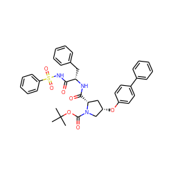 CC(C)(C)OC(=O)N1C[C@@H](Oc2ccc(-c3ccccc3)cc2)C[C@H]1C(=O)N[C@@H](Cc1ccccc1)C(=O)NS(=O)(=O)c1ccccc1 ZINC000211317218