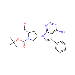 CC(C)(C)OC(=O)N1C[C@@H](n2cc(-c3ccccc3)c3c(N)ncnc32)C[C@H]1CO ZINC000040897171