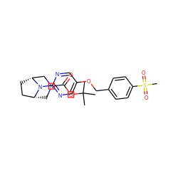 CC(C)(C)OC(=O)N1C[C@@H]2CC[C@H](C1)N2c1ncc(OCc2ccc(S(C)(=O)=O)cc2)cn1 ZINC000096270000