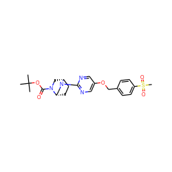 CC(C)(C)OC(=O)N1C[C@@H]2CC[C@H]1CN2c1ncc(OCc2ccc(S(C)(=O)=O)cc2)cn1 ZINC000084671737