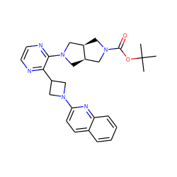 CC(C)(C)OC(=O)N1C[C@@H]2CN(c3nccnc3C3CN(c4ccc5ccccc5n4)C3)C[C@@H]2C1 ZINC000139359327