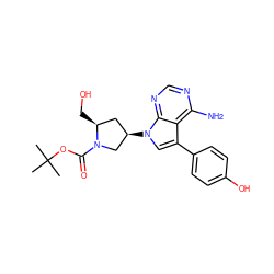 CC(C)(C)OC(=O)N1C[C@H](n2cc(-c3ccc(O)cc3)c3c(N)ncnc32)C[C@@H]1CO ZINC000027990988