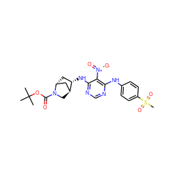 CC(C)(C)OC(=O)N1C[C@H]2C[C@H]1C[C@@H]2Nc1ncnc(Nc2ccc(S(C)(=O)=O)cc2)c1[N+](=O)[O-] ZINC001772652686