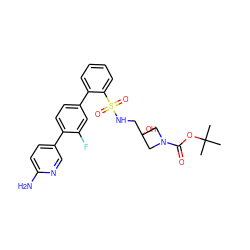 CC(C)(C)OC(=O)N1CC(O)(CNS(=O)(=O)c2ccccc2-c2ccc(-c3ccc(N)nc3)c(F)c2)C1 ZINC000224766759