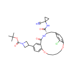 CC(C)(C)OC(=O)N1CC(c2ccc3c(c2)C(=O)N[C@H](C(=O)NC2(C#N)CC2)Cc2ccc(c(Cl)c2)OCCCCO3)C1 ZINC000205123614