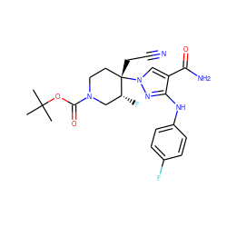 CC(C)(C)OC(=O)N1CC[C@](CC#N)(n2cc(C(N)=O)c(Nc3ccc(F)cc3)n2)[C@H](F)C1 ZINC000204980324