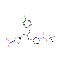 CC(C)(C)OC(=O)N1CC[C@H](CN(Cc2ccc(Cl)cc2)Cc2ccc([N+](=O)[O-])s2)C1 ZINC000084710547