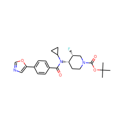 CC(C)(C)OC(=O)N1CC[C@H](N(C(=O)c2ccc(-c3cnco3)cc2)C2CC2)[C@H](F)C1 ZINC000210918764