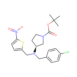 CC(C)(C)OC(=O)N1CC[C@H](N(Cc2ccc(Cl)cc2)Cc2ccc([N+](=O)[O-])s2)C1 ZINC000084690227