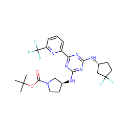 CC(C)(C)OC(=O)N1CC[C@H](Nc2nc(N[C@@H]3CCC(F)(F)C3)nc(-c3cccc(C(F)(F)F)n3)n2)C1 ZINC000223137458