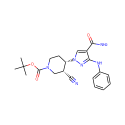 CC(C)(C)OC(=O)N1CC[C@H](n2cc(C(N)=O)c(Nc3ccccc3)n2)[C@H](C#N)C1 ZINC000205011863