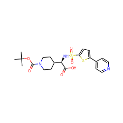 CC(C)(C)OC(=O)N1CCC([C@@H](NS(=O)(=O)c2ccc(-c3ccncc3)s2)C(=O)O)CC1 ZINC000040394493